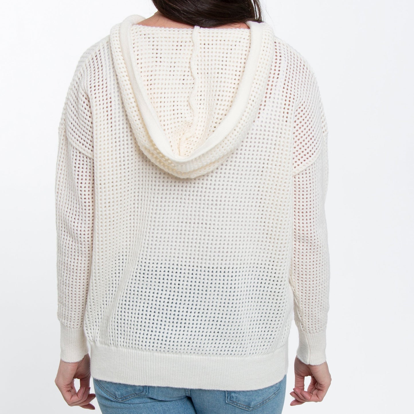 Talullah Crochet Long Sleeve Hooded Pullover Sweater