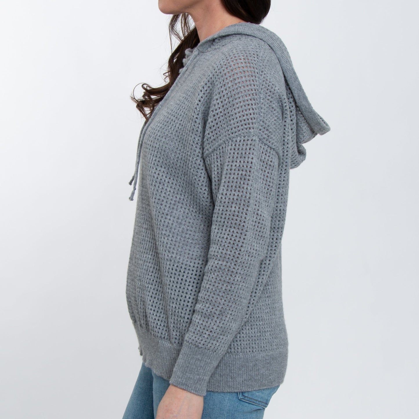 Talullah Crochet Long Sleeve Hooded Pullover Sweater