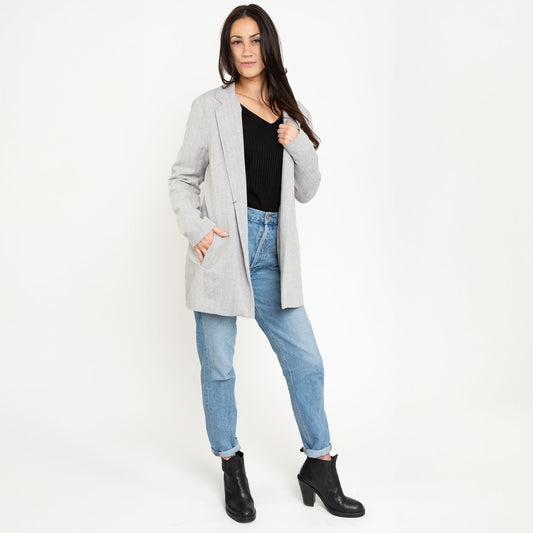 Archer Long Sleeve Herringbone Long Length Blazer