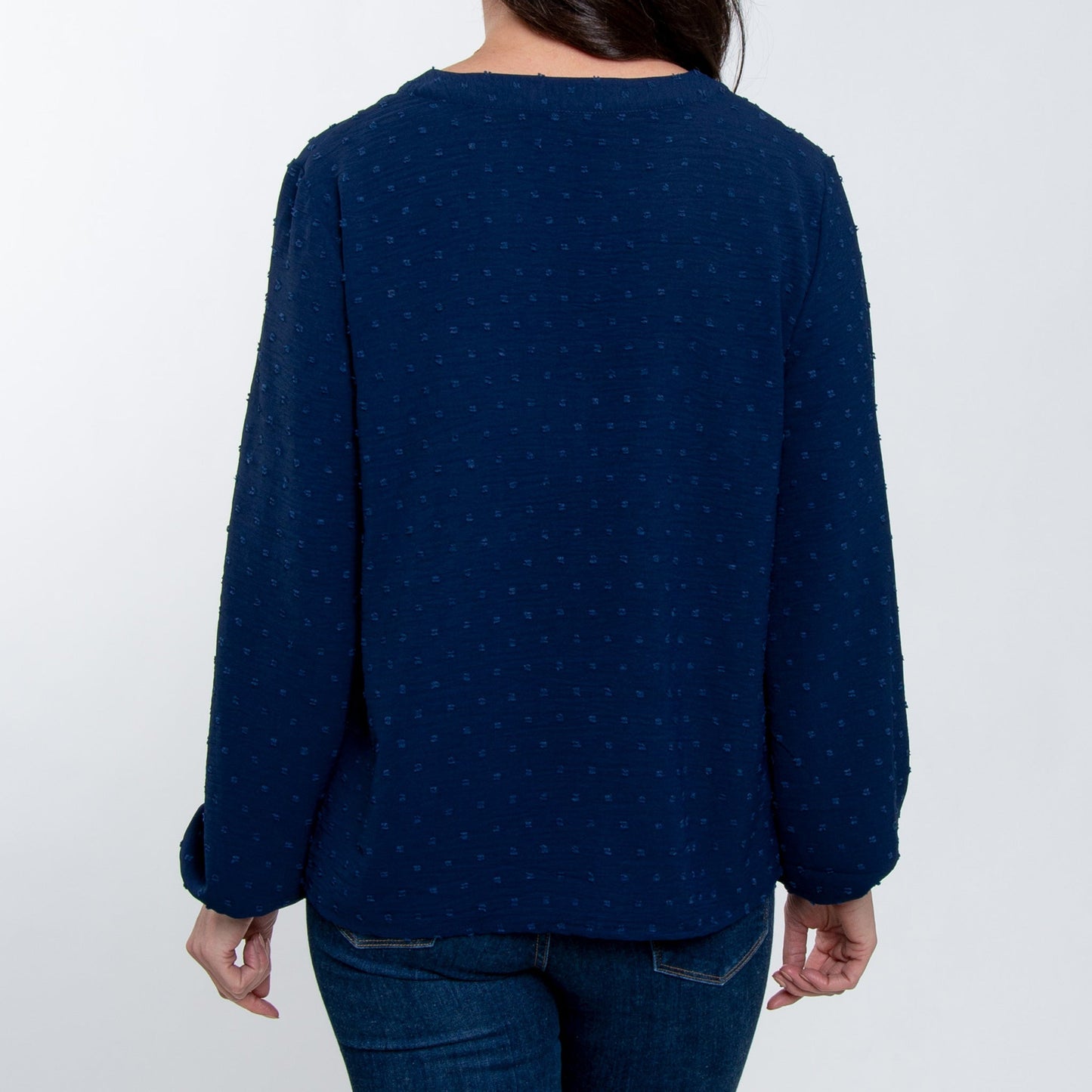 Perrie Swiss Dot Long Sleeve Peasant Blouse