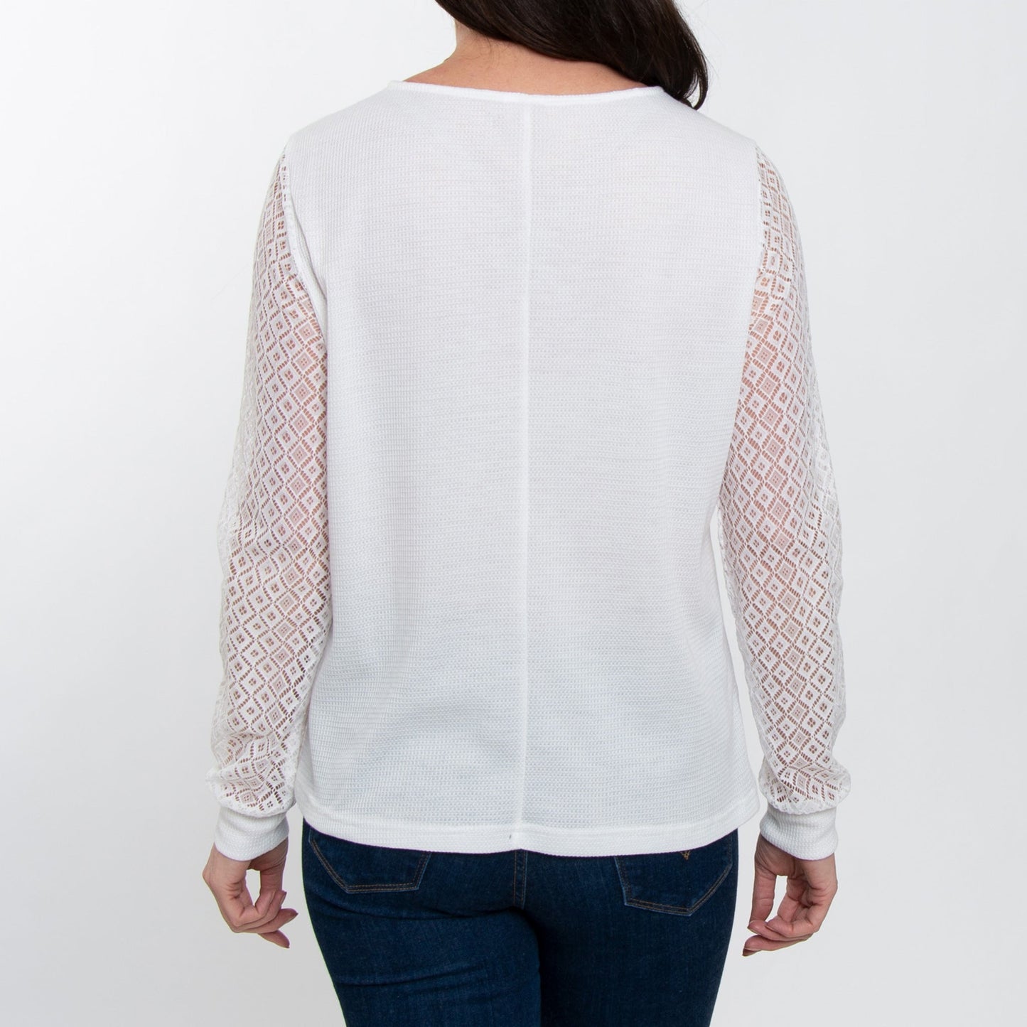 Dru Lace Long Sleeve Thermal V-Neck Sweater
