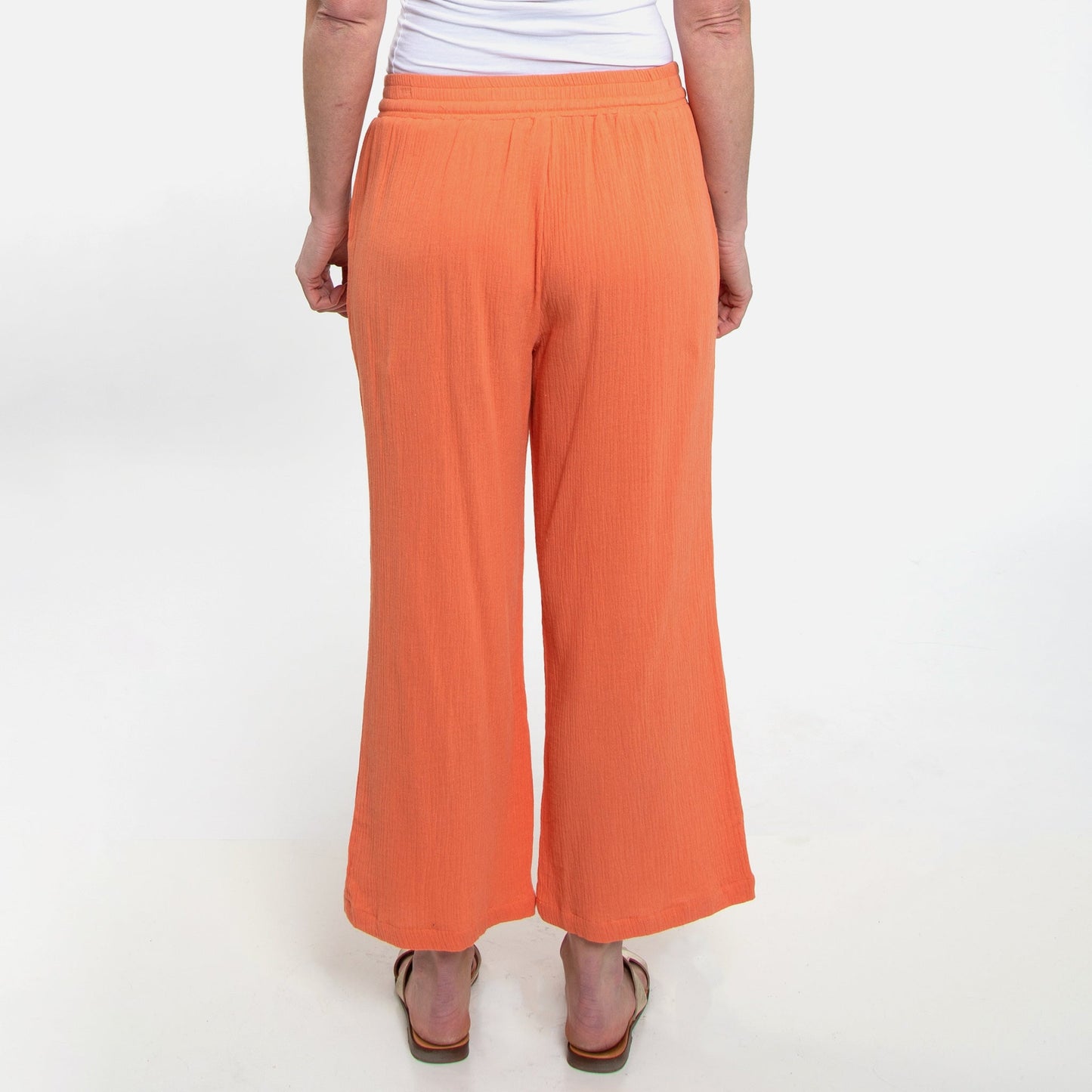 Monroe Cotton Gauze Wide Leg Cropped Drawstring Pant