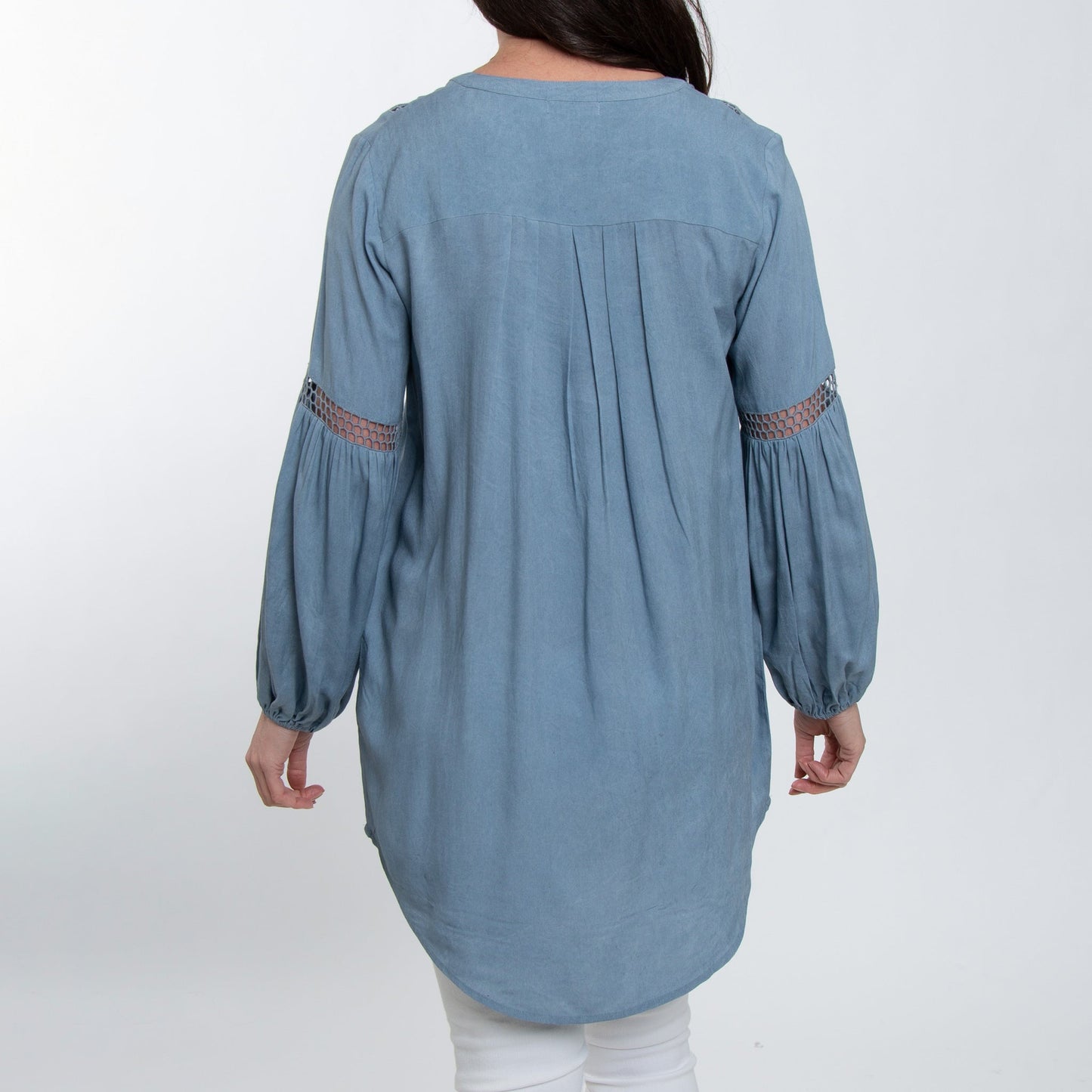 Oakley V-Neck Long Sleeve Lace Trim Tunic Shirt