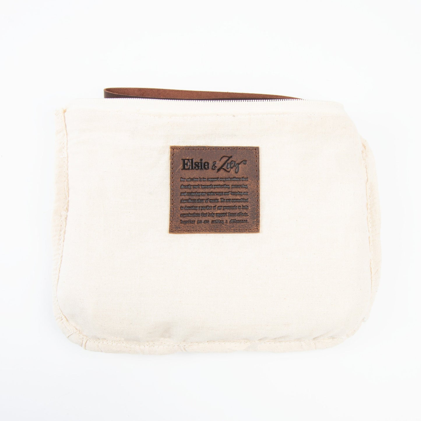Zyla Jute Leather Handled Zip Closure Clutch Purse