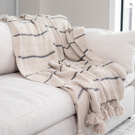 Elin 50x60" Recycled Cotton Sweater Knit Decorative Throw Blanket