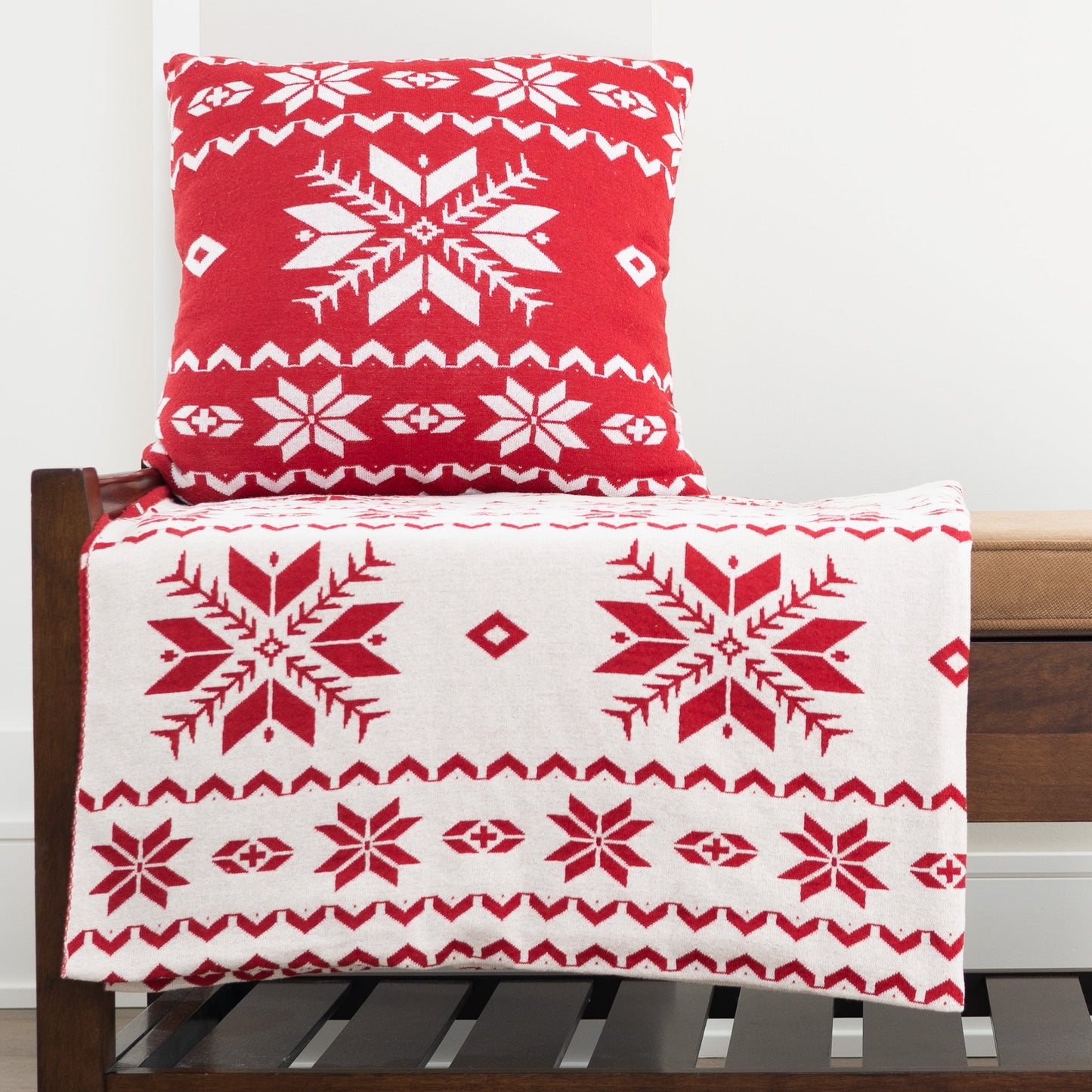 Kirsi 18x18" Recycled Cotton Reversible Decorative Holiday Pillow