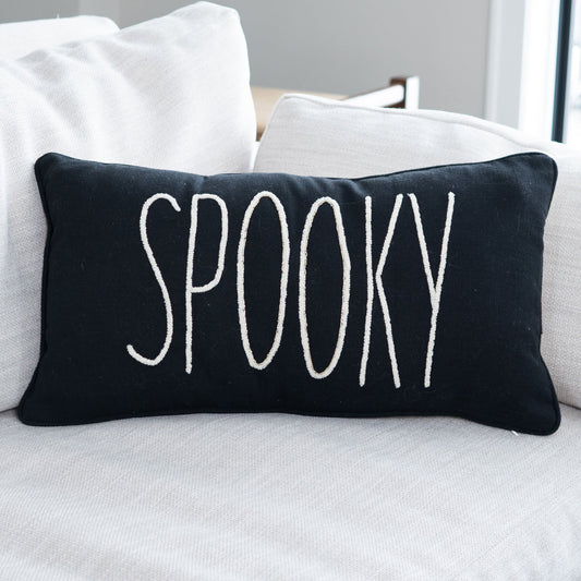 Halloween 12x22" Spooky Beaded Reversible Lumbar Pillow