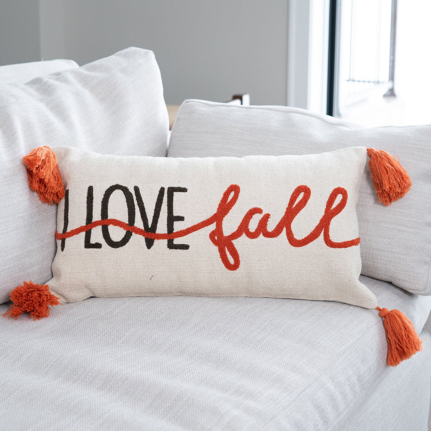Halloween 12x22" I Love Fall Embroidered Lumbar Pillow