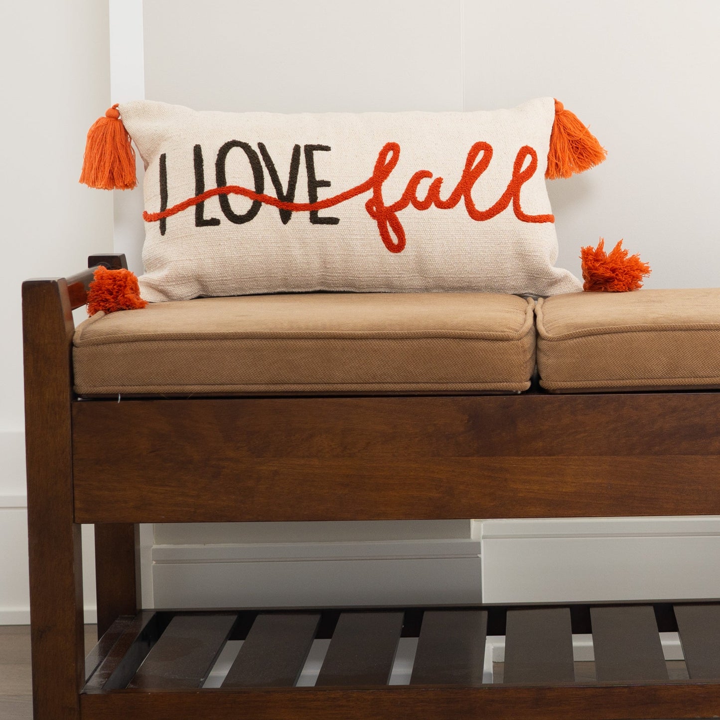 Halloween 12x22" I Love Fall Embroidered Lumbar Pillow