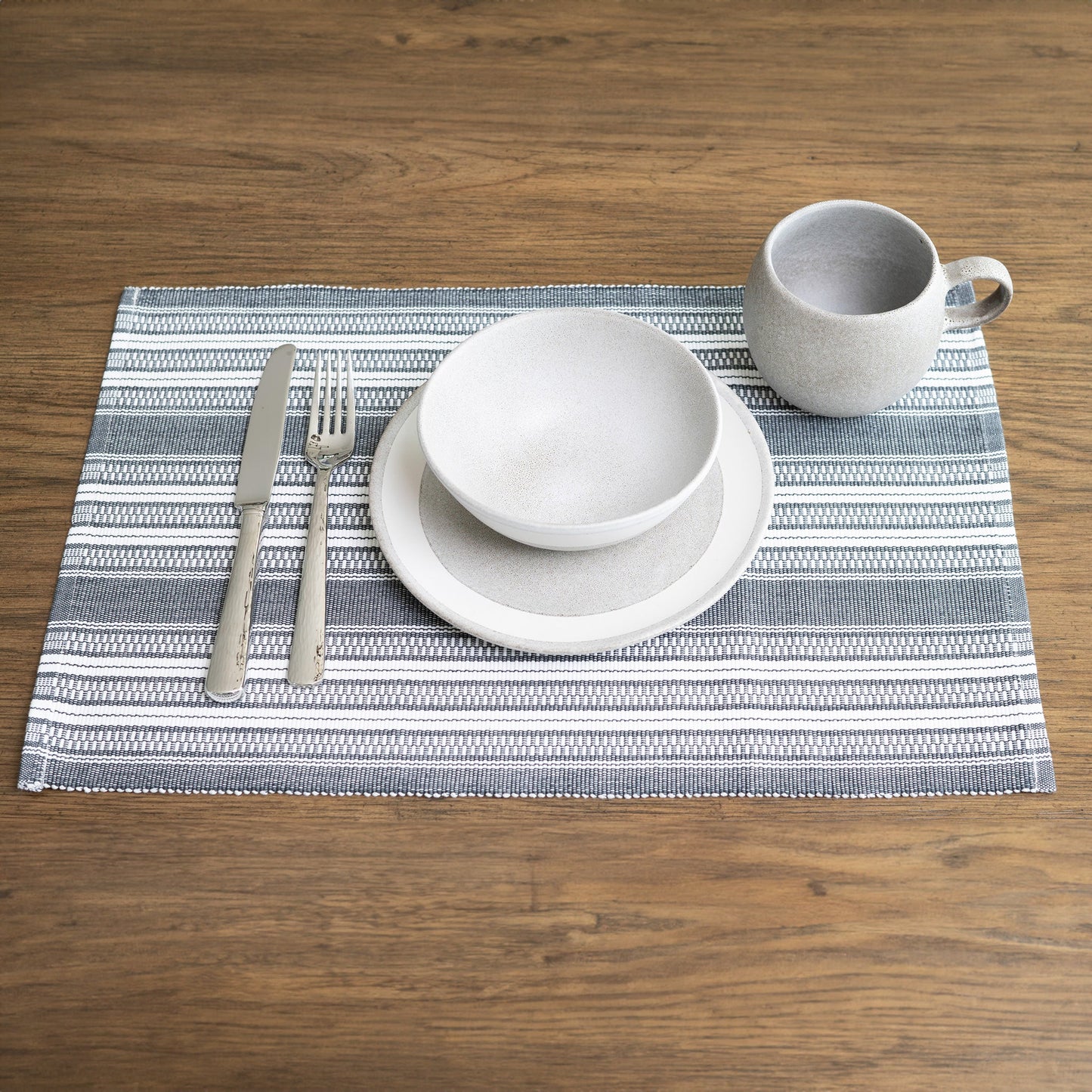 Black Stripe Woven Dining Room Table Placemat