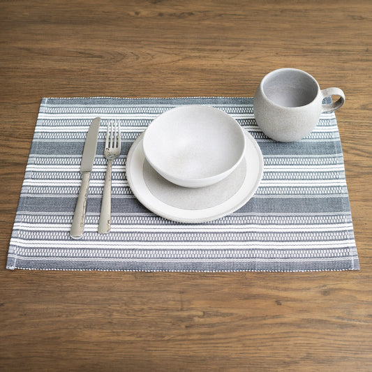 Black Stripe Woven Dining Room Table Placemat