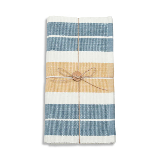 Blue & Tan Stripe Woven Kitchen Table Runner