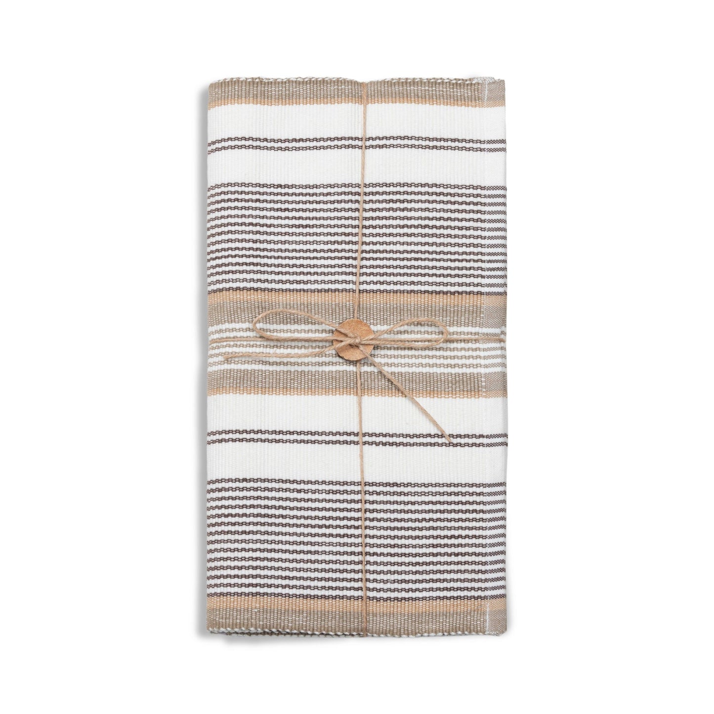 Tan Stripe Woven Kitchen Table Runner