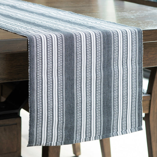 Black Stripe Woven Kitchen Table Runner