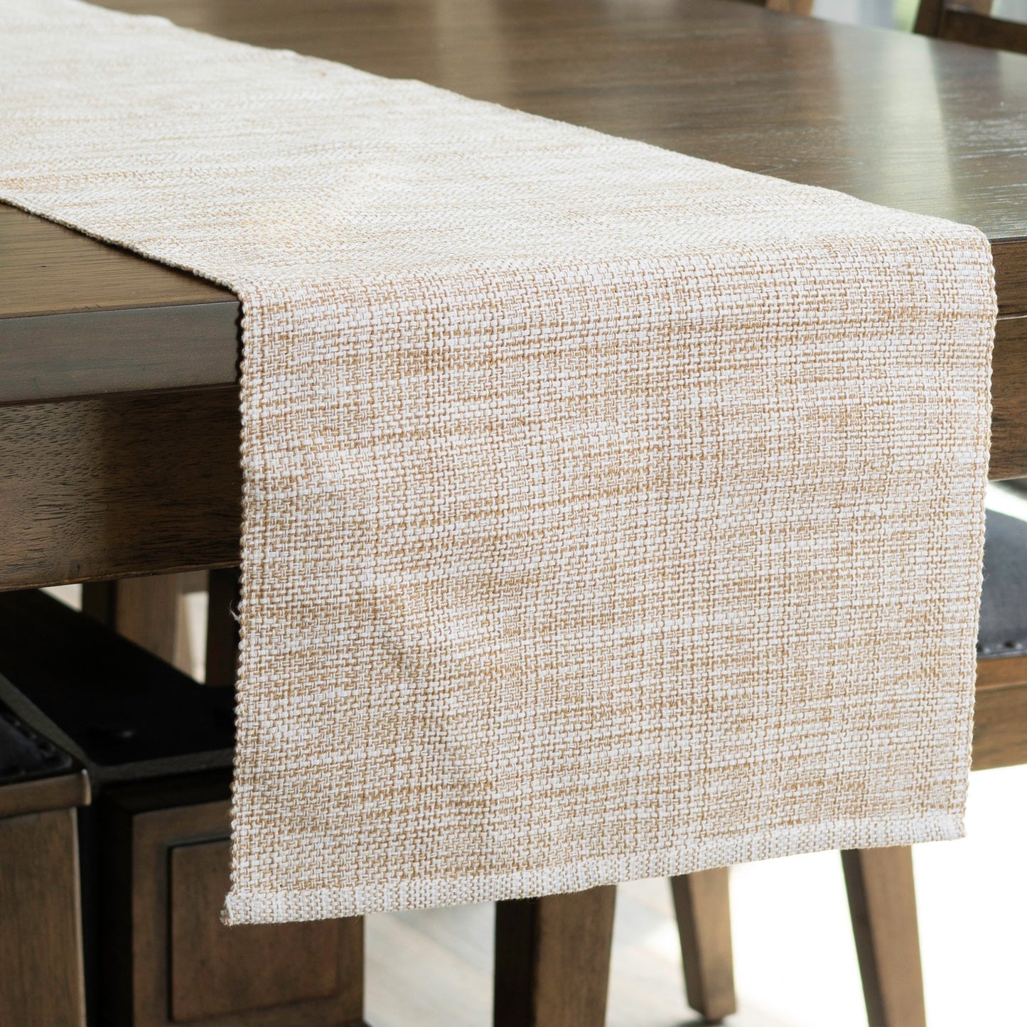 Tan Textured Woven Kitchen Table Runner