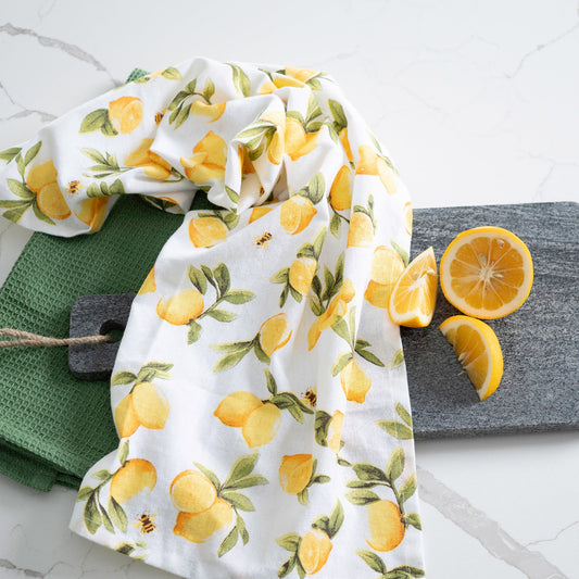 3 Piece Lemon Tree Woven Kitchen Tea Towel Set