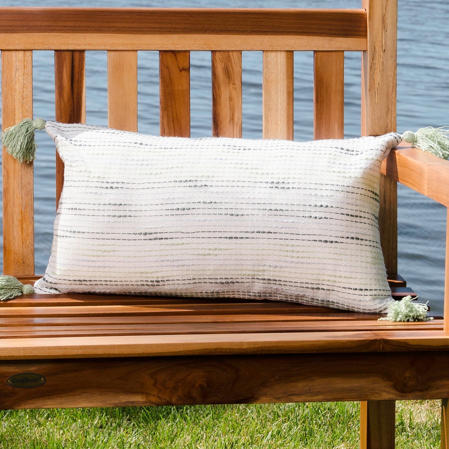 Zahara 12X22" Handwoven Striped Indoor/Outdoor Throw Pillow