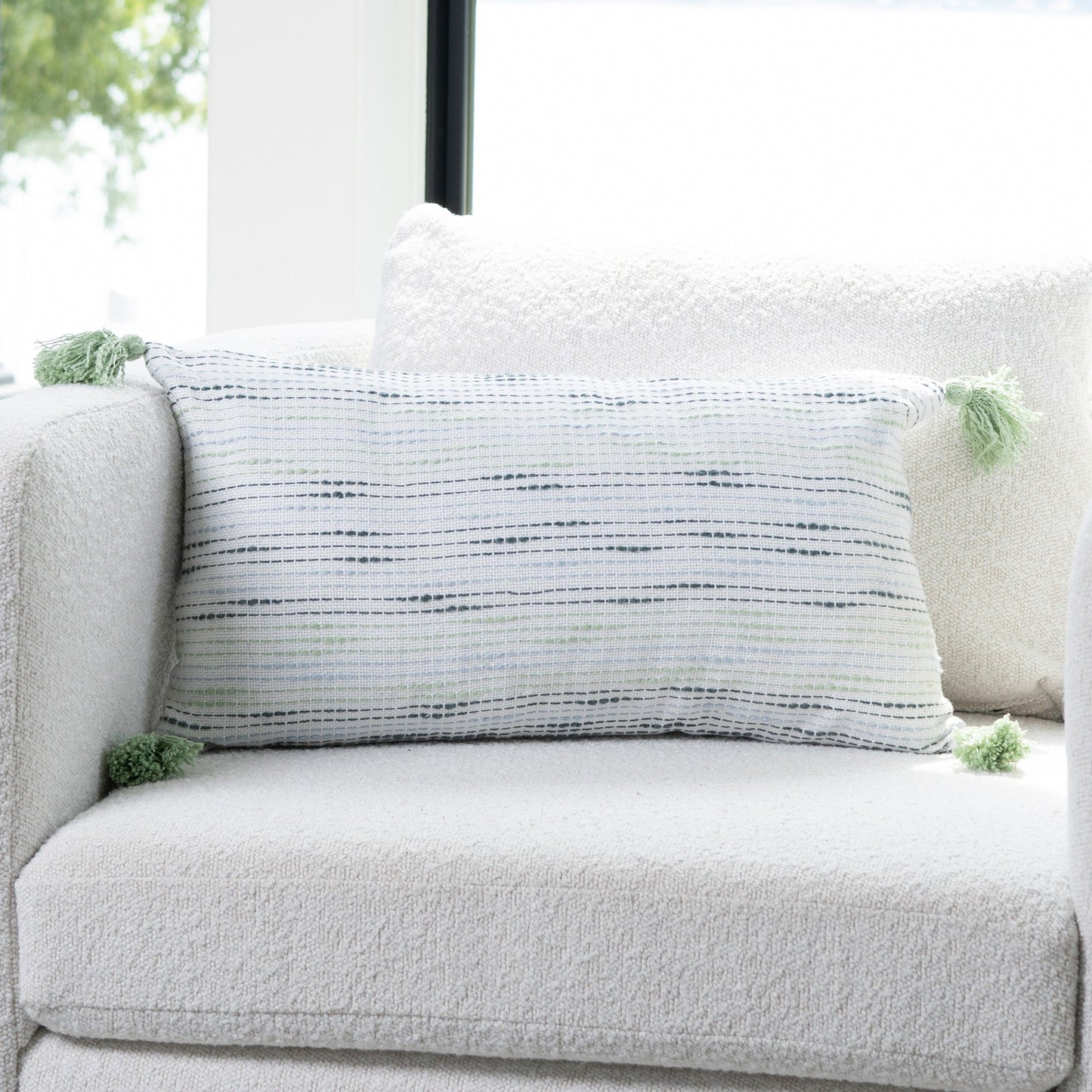 Zahara 12X22" Handwoven Striped Indoor/Outdoor Throw Pillow