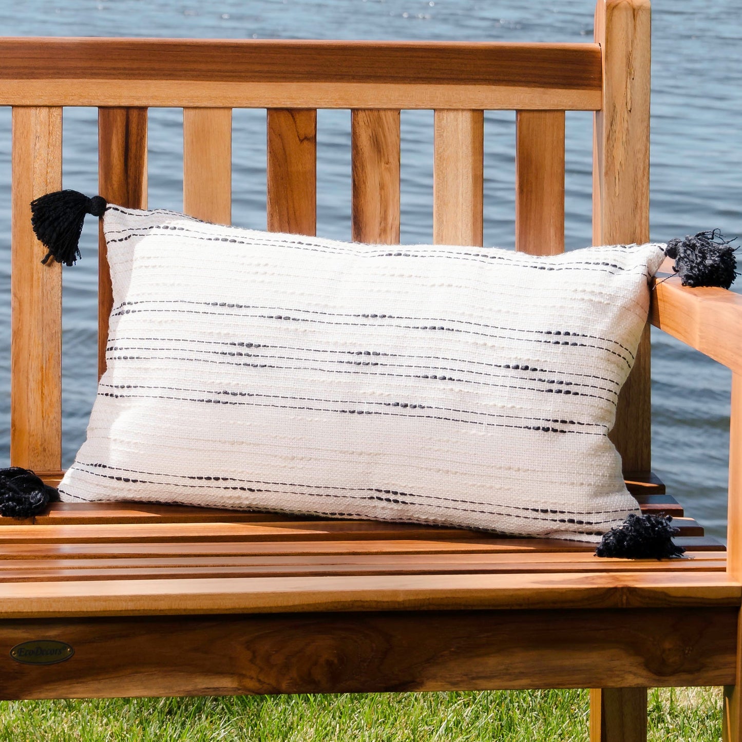Zahara 12X22" Handwoven Striped Indoor/Outdoor Throw Pillow