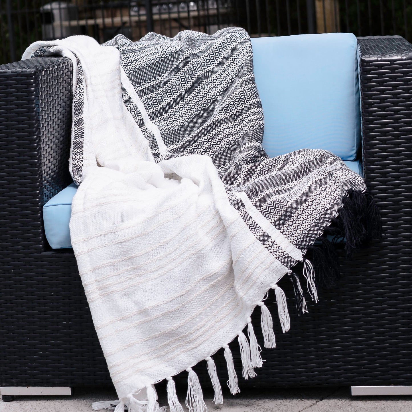 Genevieve 50x70" Indoor/Outdoor Recycled Woven Throw Blanket