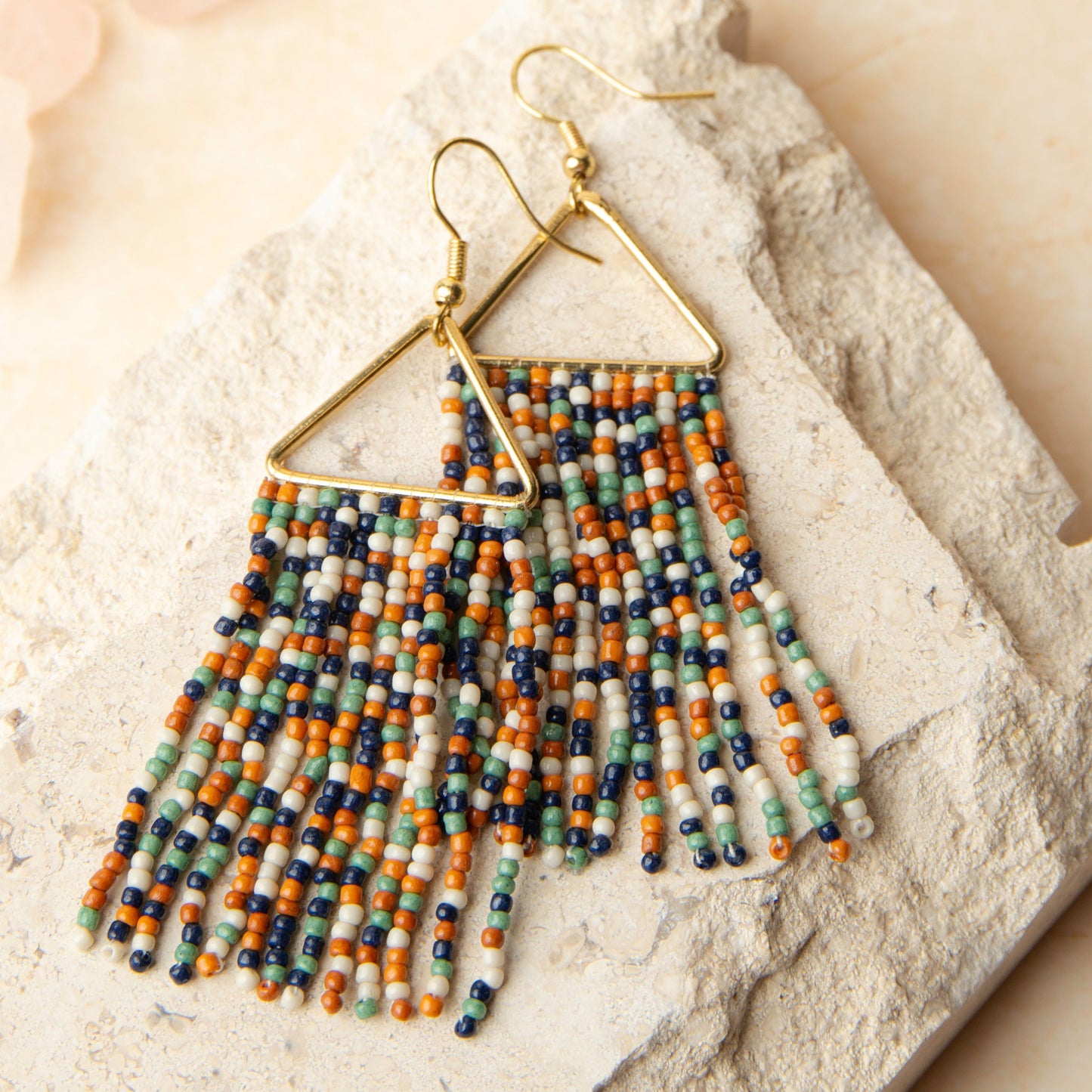 Irie Seed Bead Triangle Chandelier Earrings
