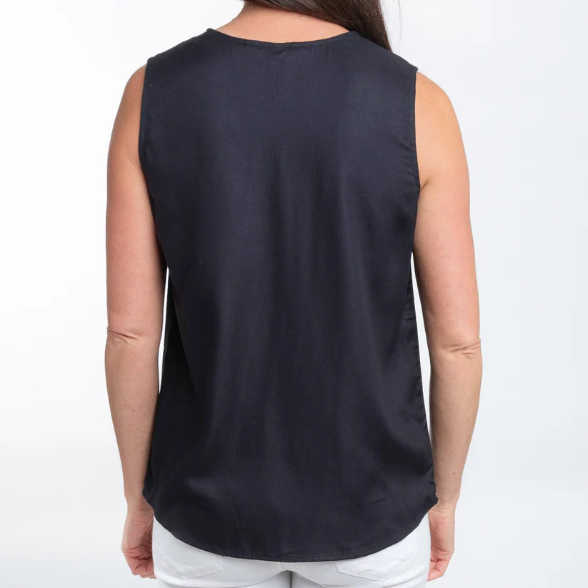 Casey Sleeveless Black V-Neck Blouse