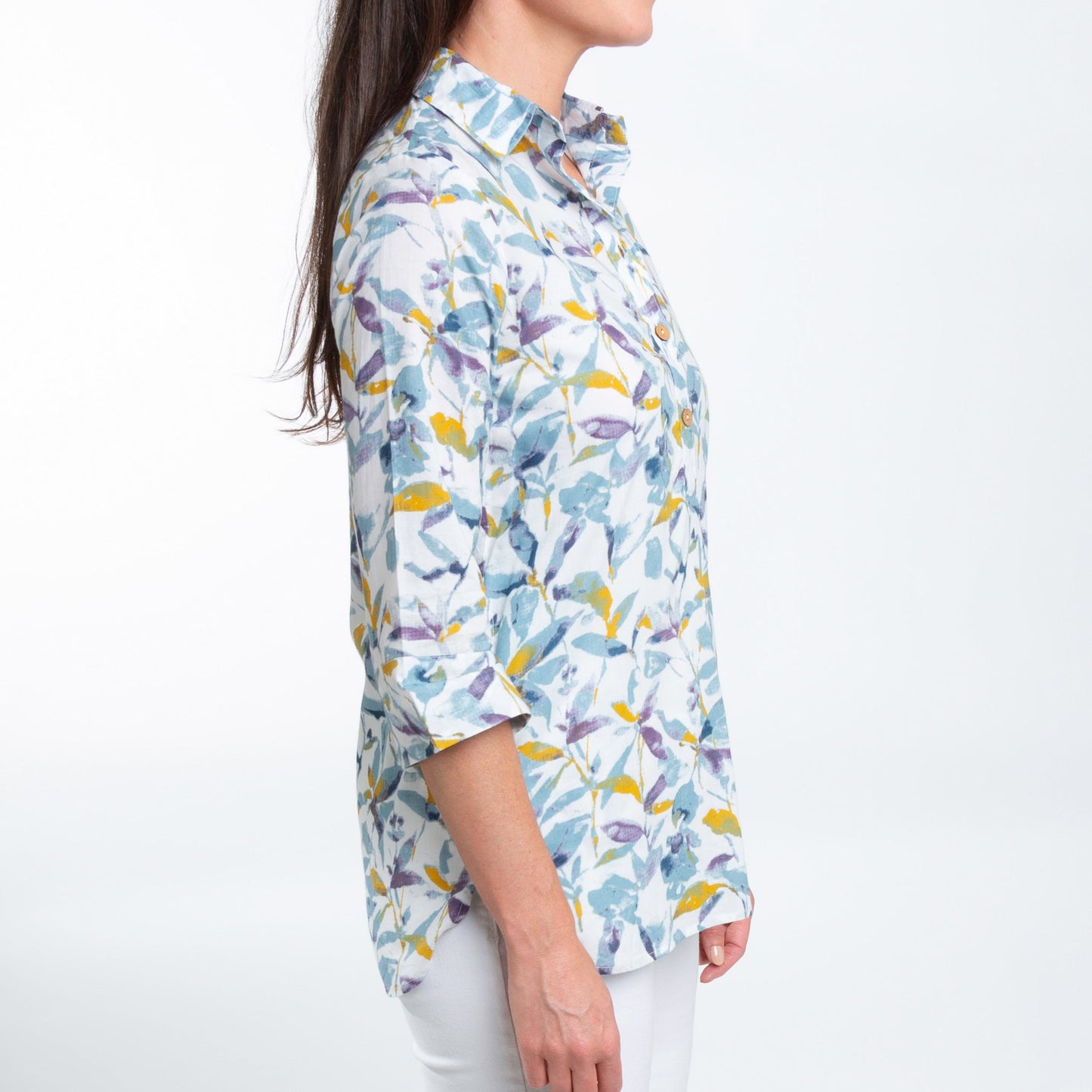 Tessa 3/4 Sleeve Collared Tunic Blouse