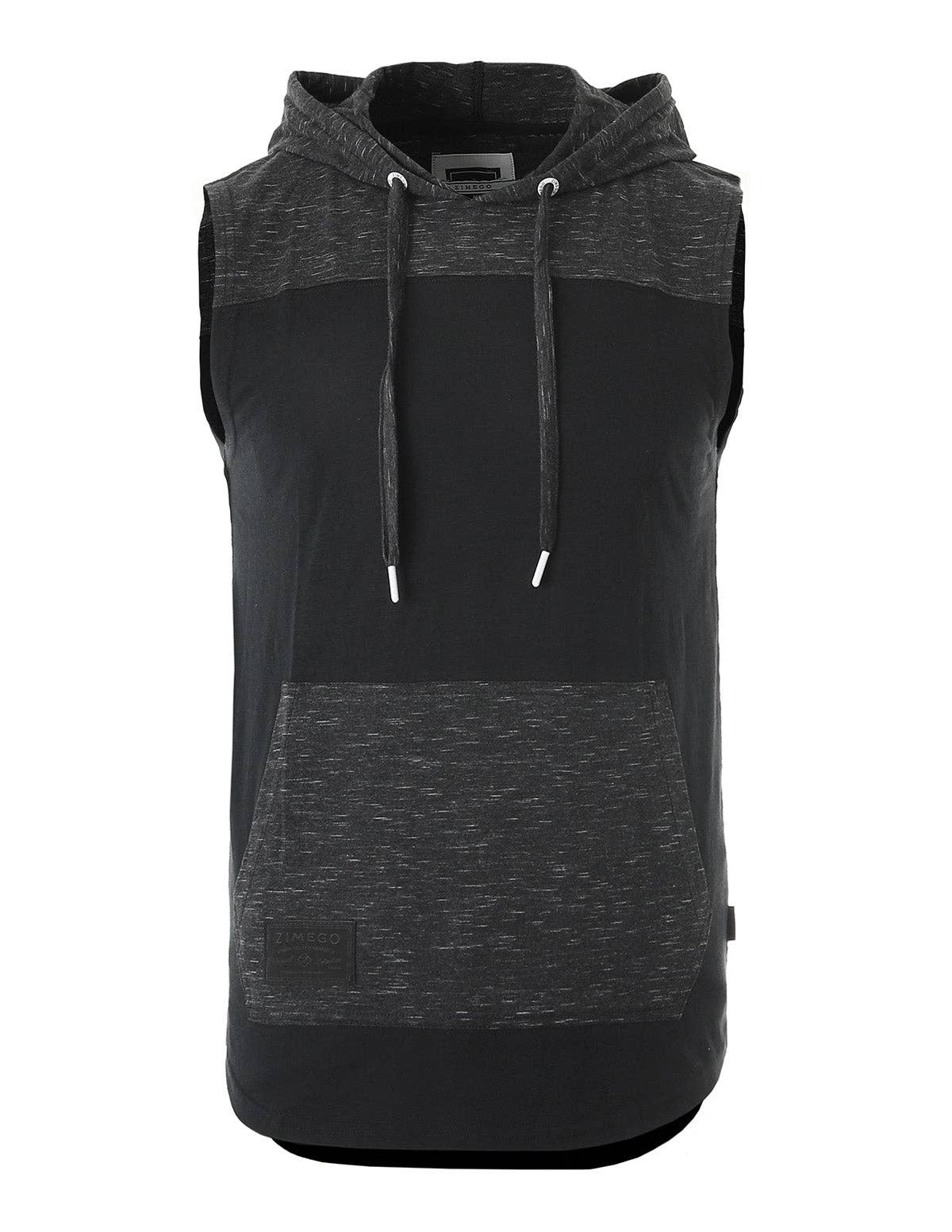 ZIMEGO Men's Color Block Sleeveless Workout Hooded Tank