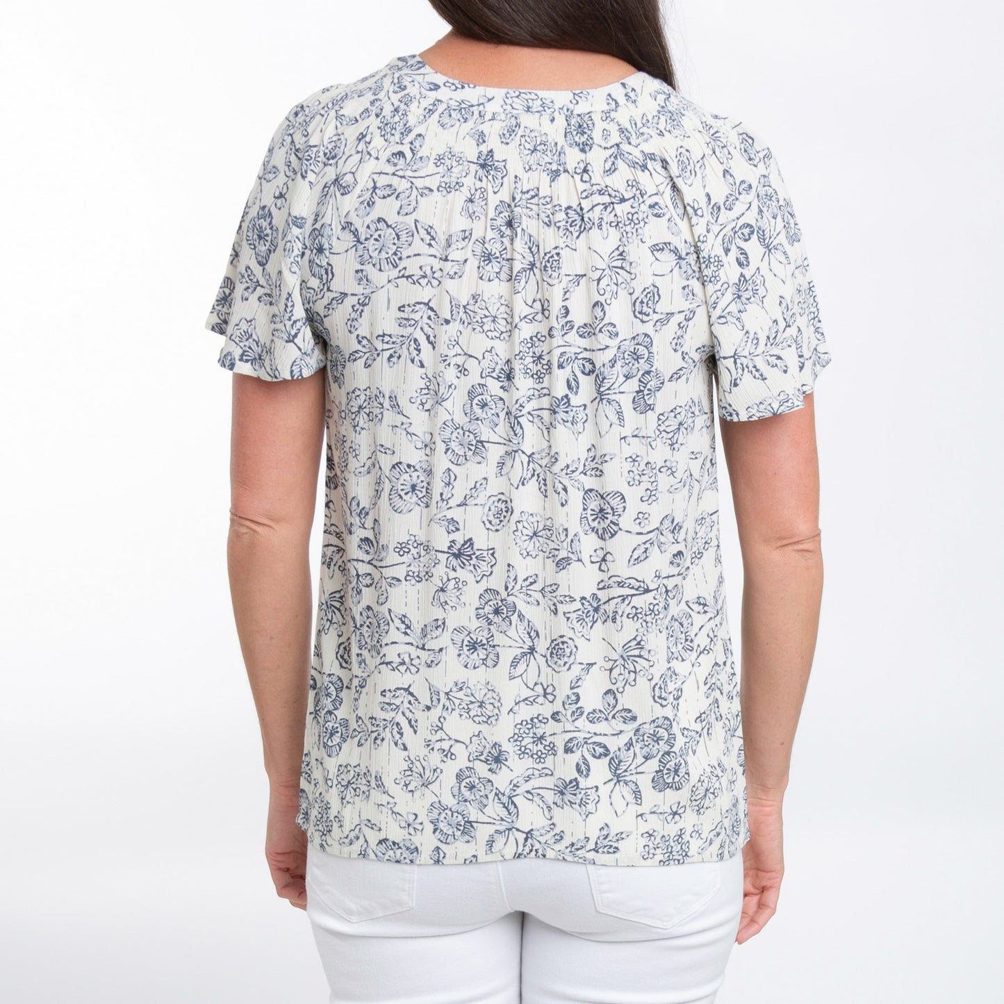 Joelle Short Sleeve Button Up Floral Blouse