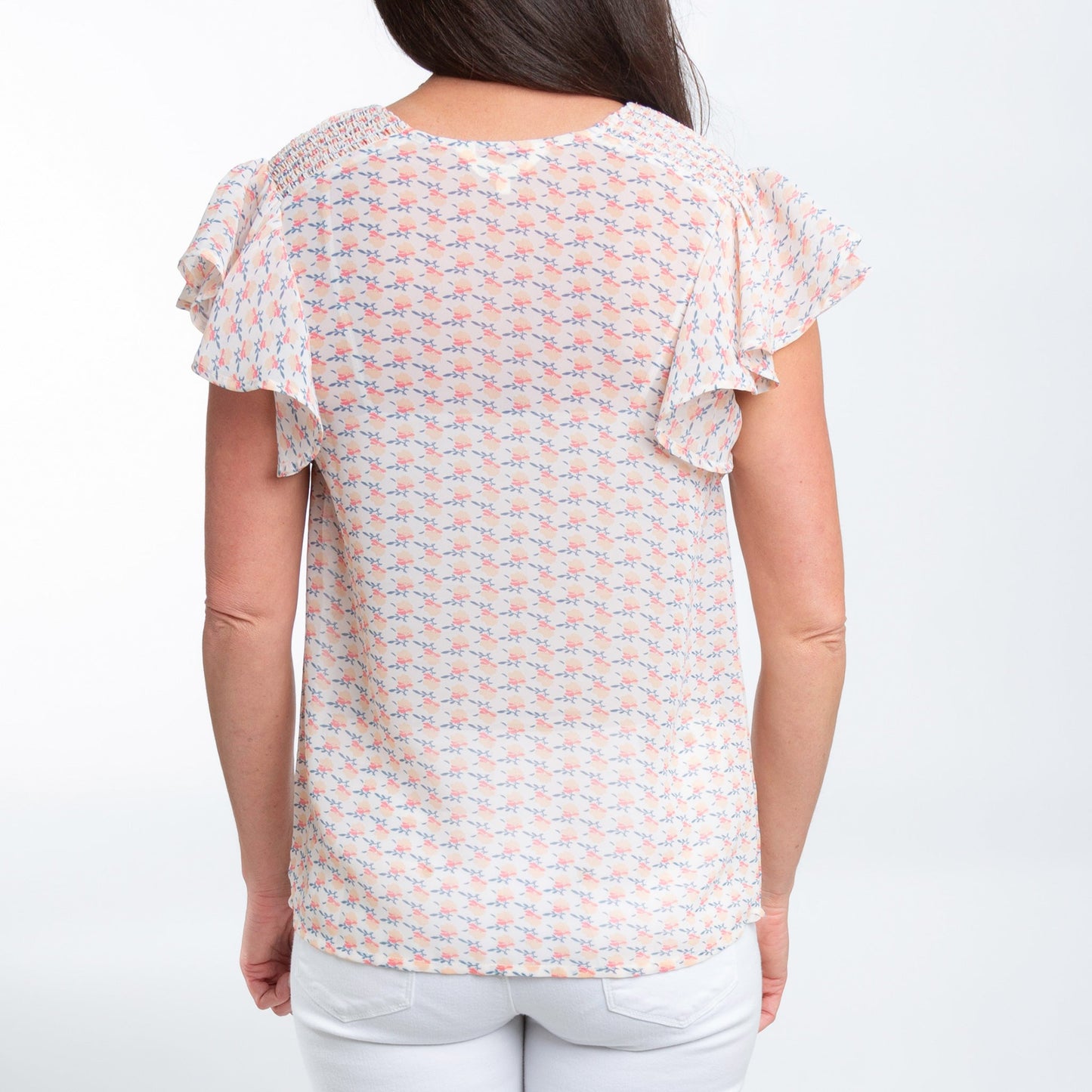 Petra Ruffle Short Sleeve V-Neck Blouse