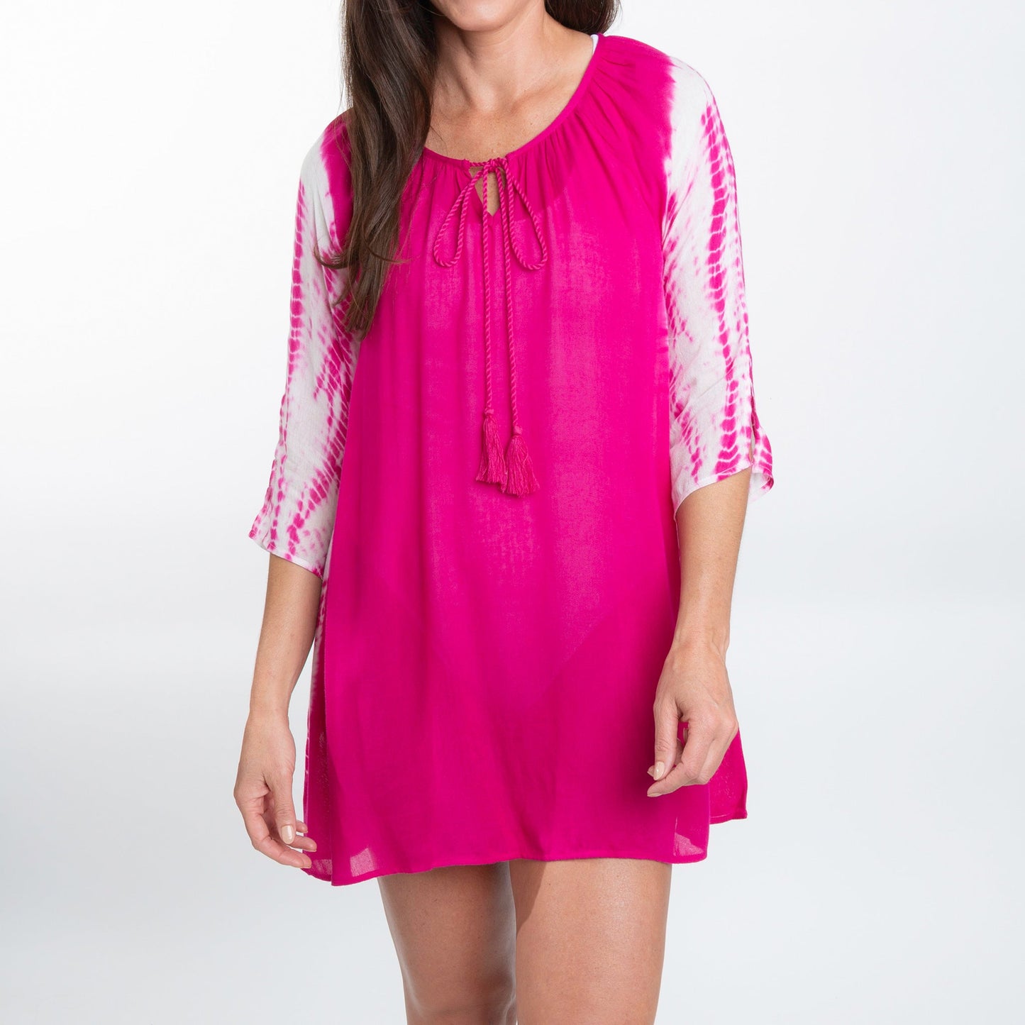 Larsa Raglan 3/4 Sleeve Tie Dye Swimsuit Cover Up