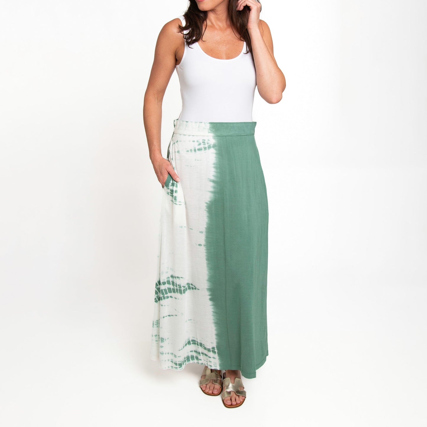 Akari Tie Dye Maxi Skirt with Pockets
