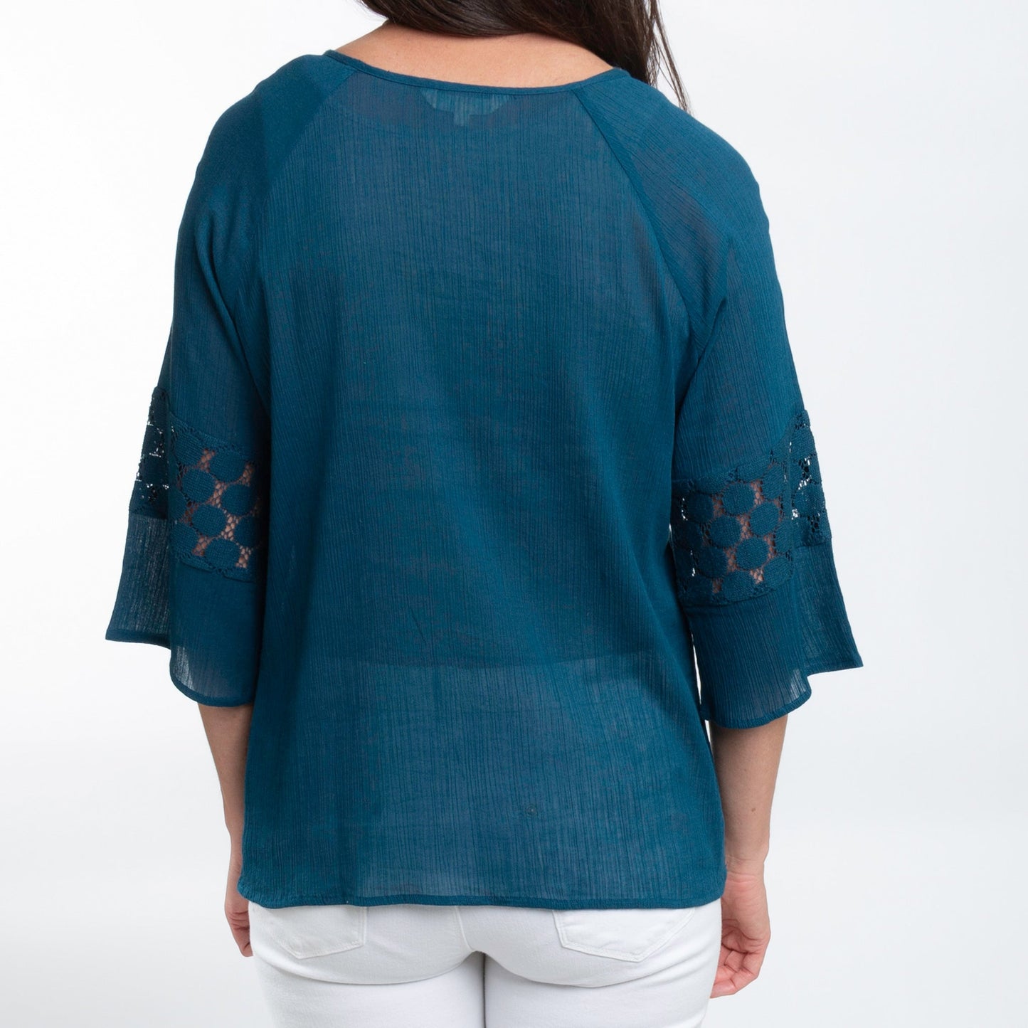 Skylah Boho Raglan Sleeve Crepe Blouse