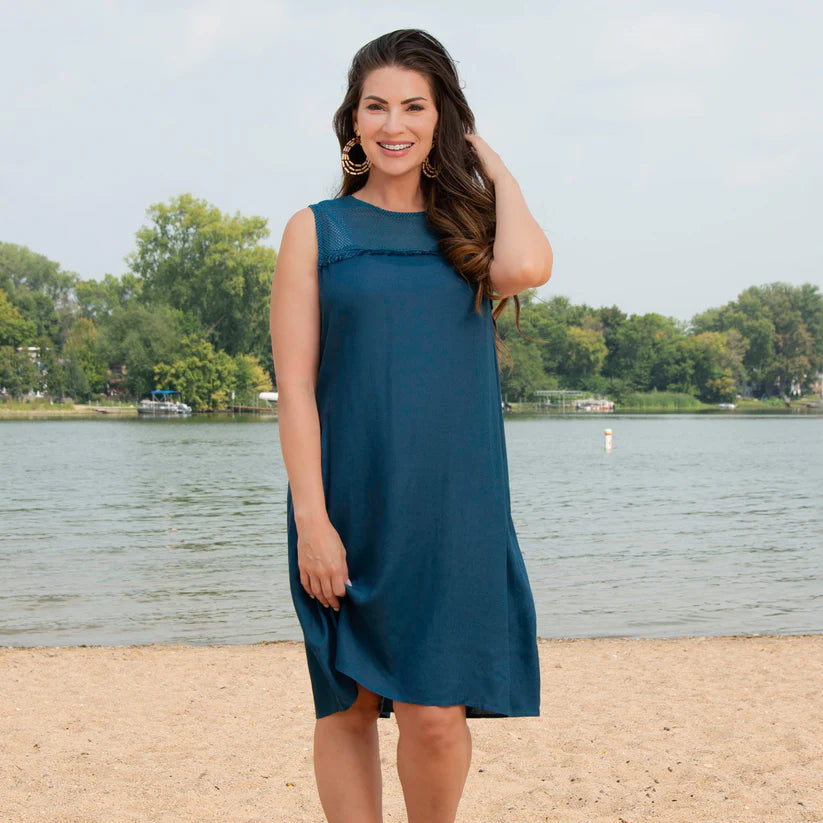 Tahlee Tank Dress Cover Up in Tidal Teal by Elsie & Zoey