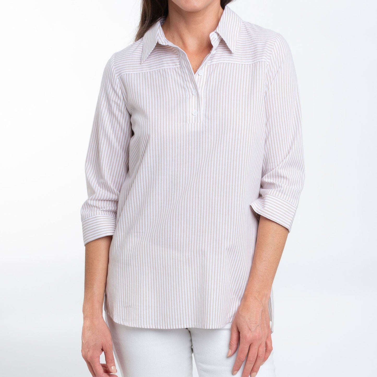 Lakelyn 3/4 Cuff Sleeve Collared Cotton Blouse