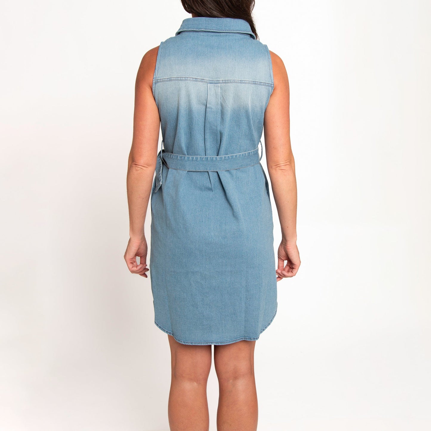 Tamar Denim Sleeveless Shirt Duster Dress