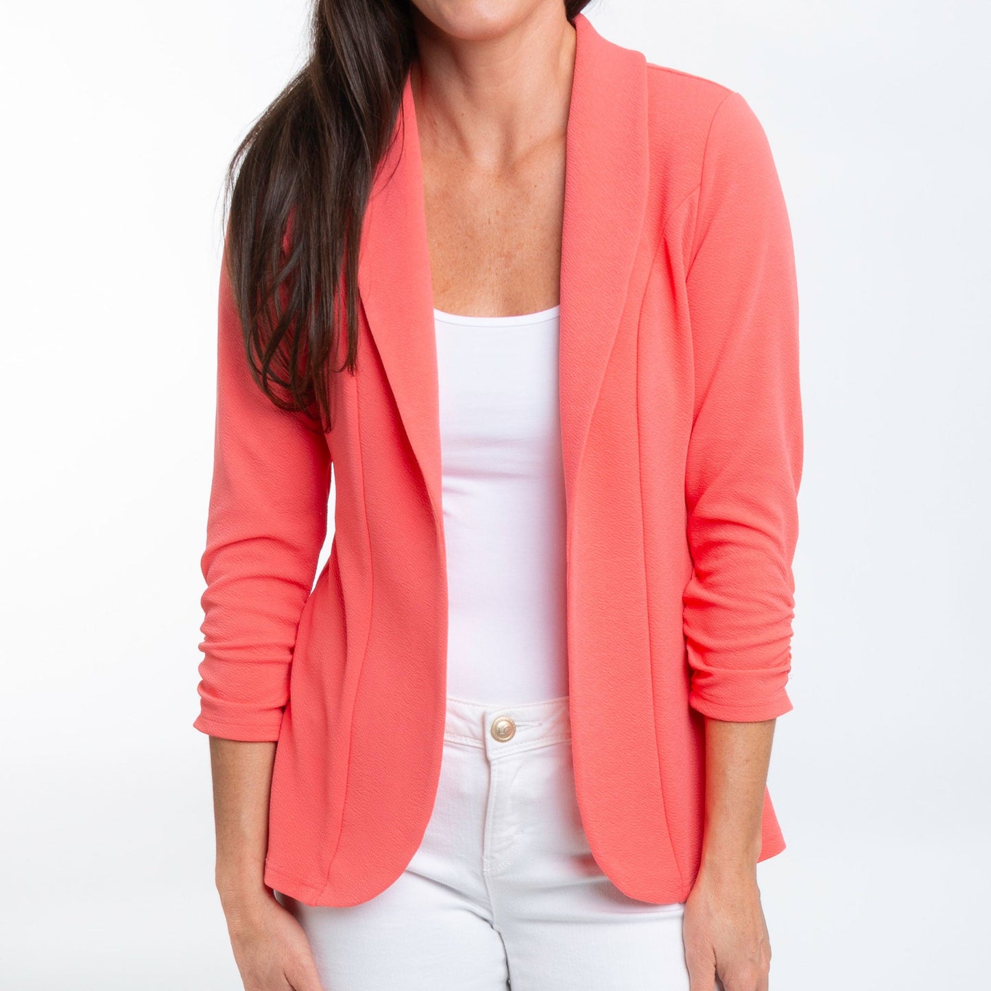 Dove Ruched Stretch Crepe Blazer