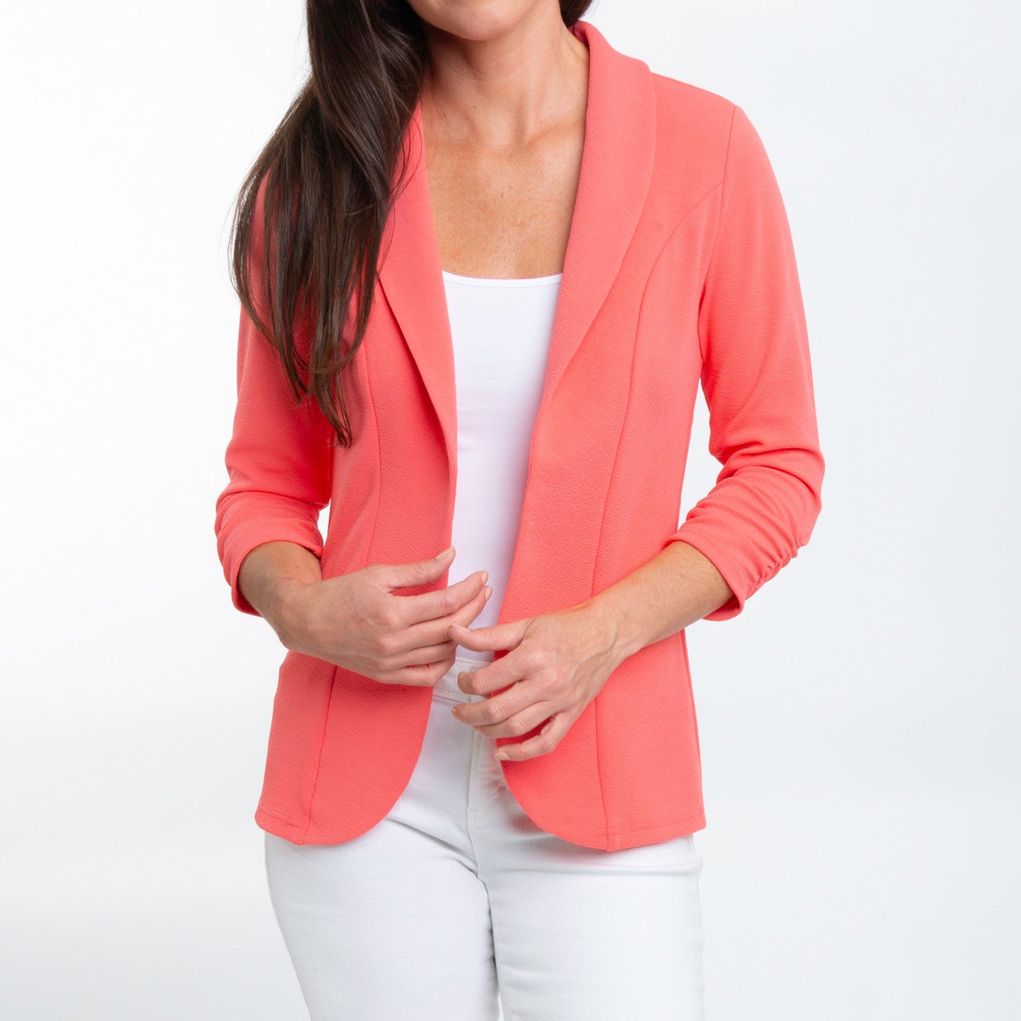 Dove Ruched Stretch Crepe Blazer