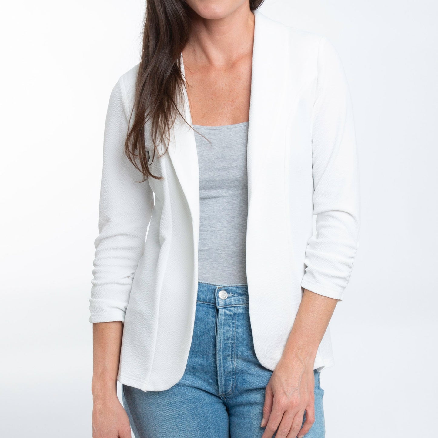 Dove Ruched Stretch Crepe Blazer