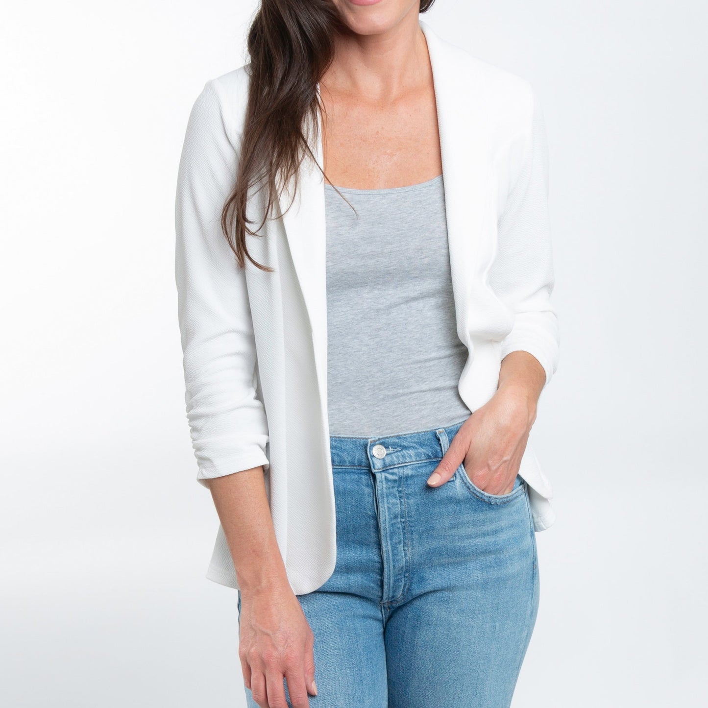 Dove Ruched Stretch Crepe Blazer