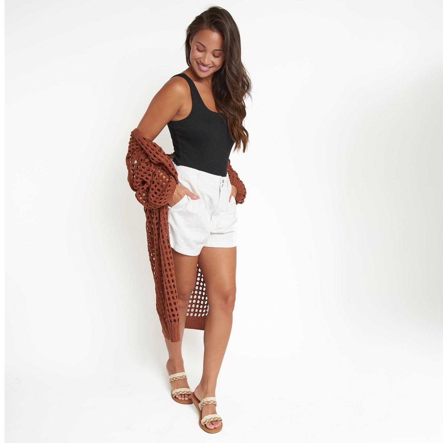 Enya Long Sleeve Open Crochet Boho Cardigan