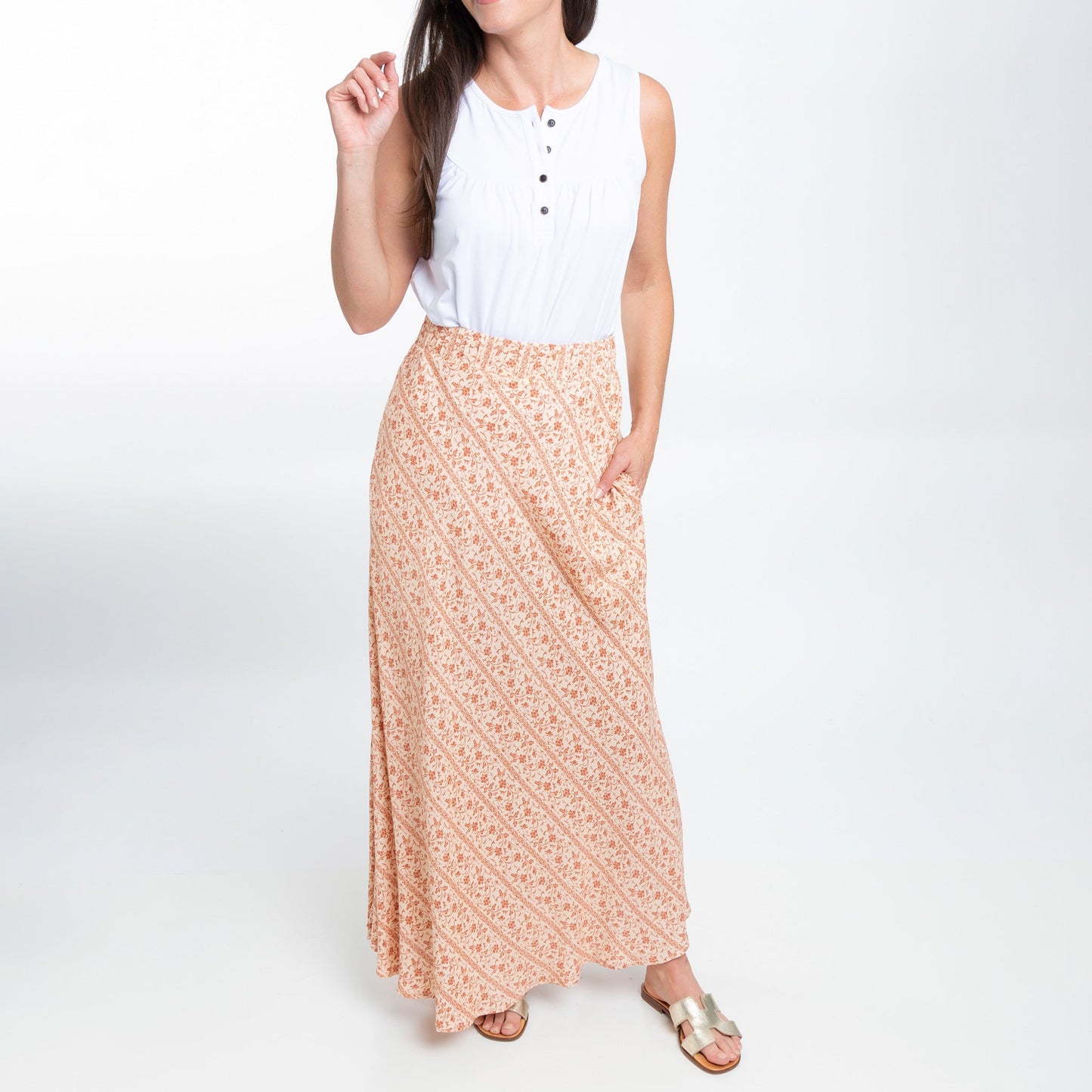 Halle Patterned Maxi Skirt with Pockets