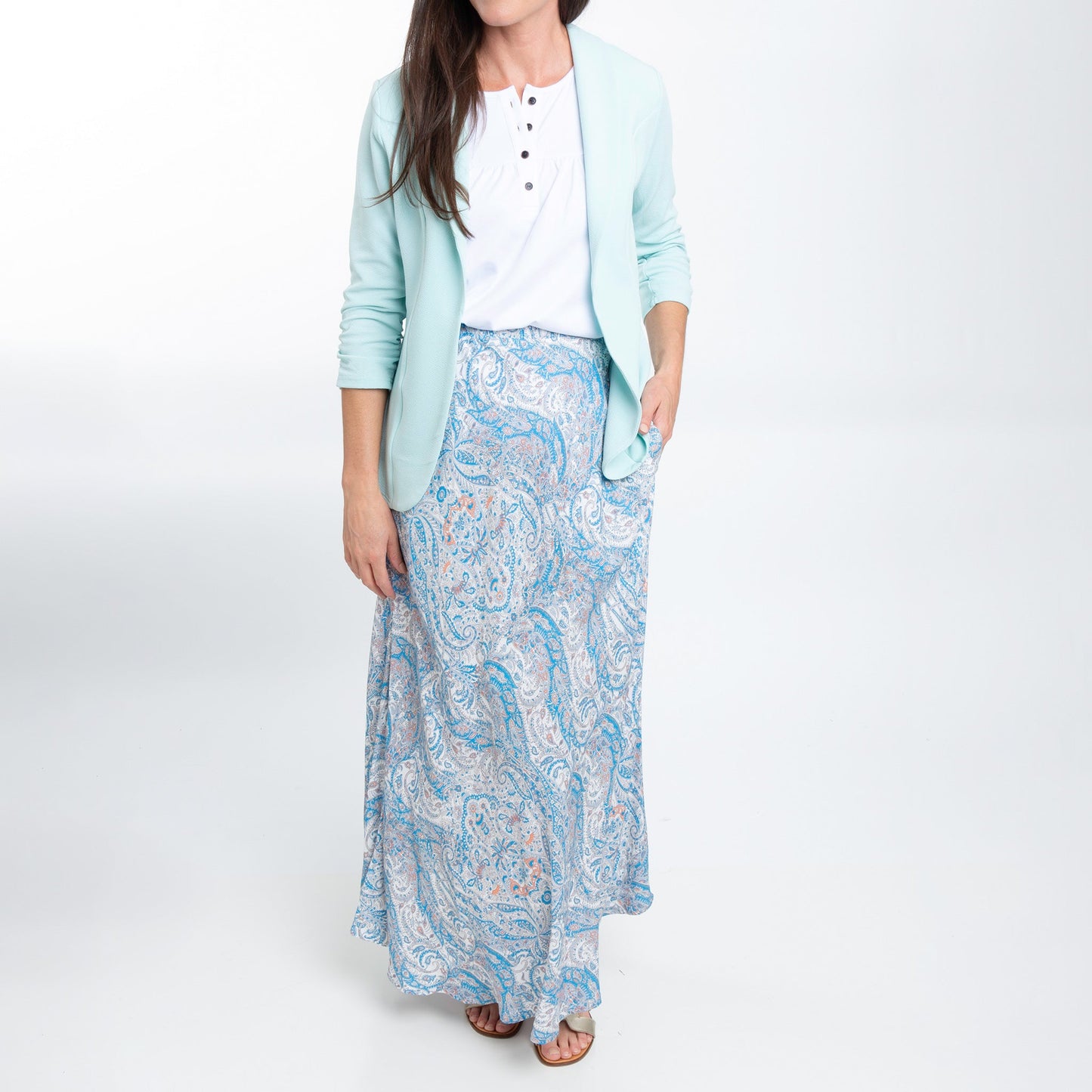 Halle Patterned Maxi Skirt with Pockets