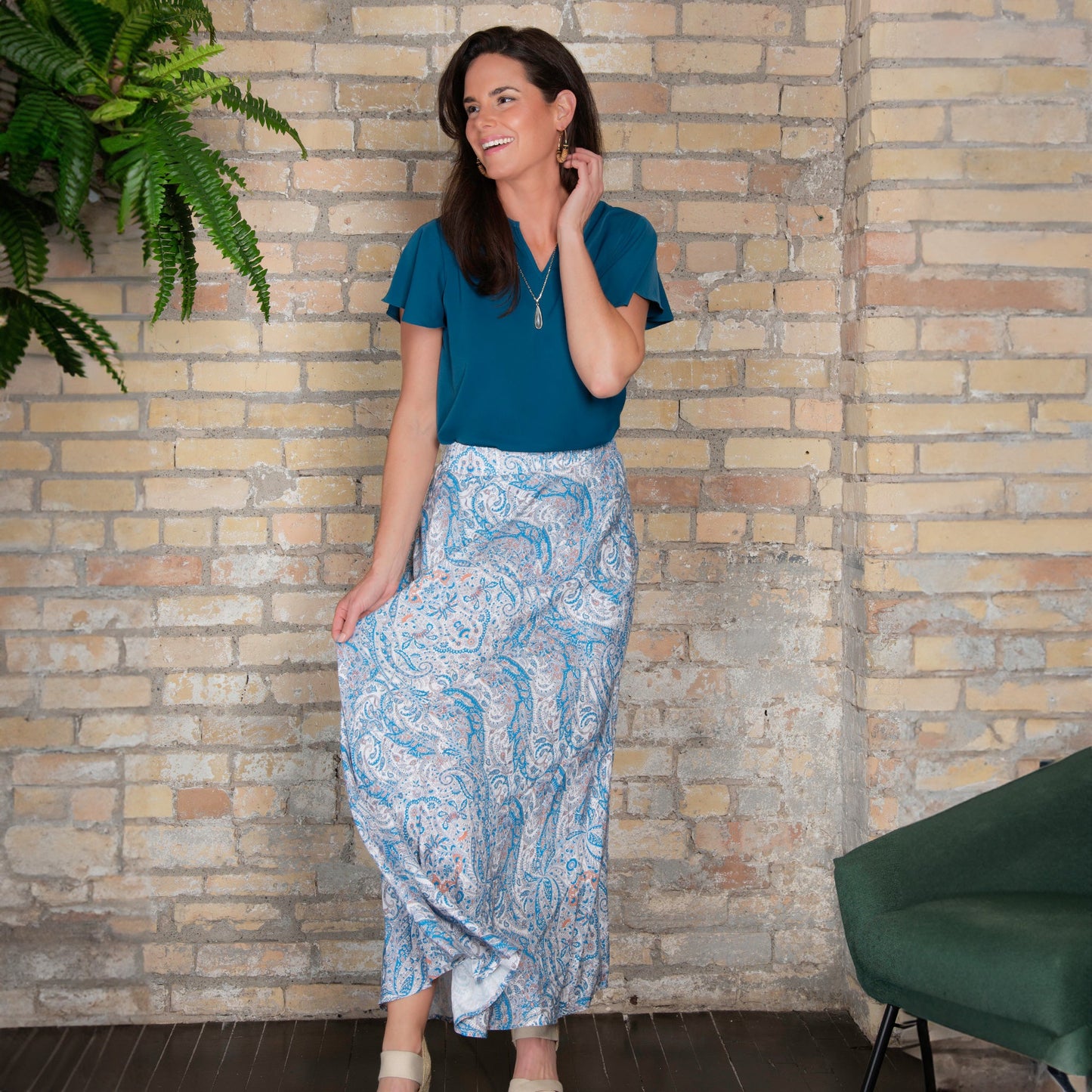 Halle Patterned Maxi Skirt with Pockets