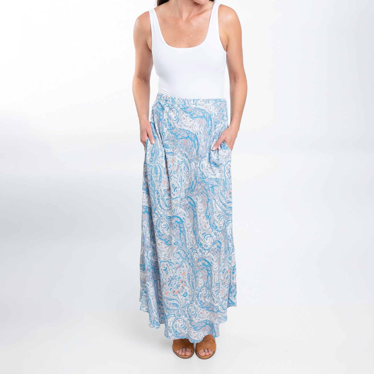 Halle Patterned Maxi Skirt with Pockets