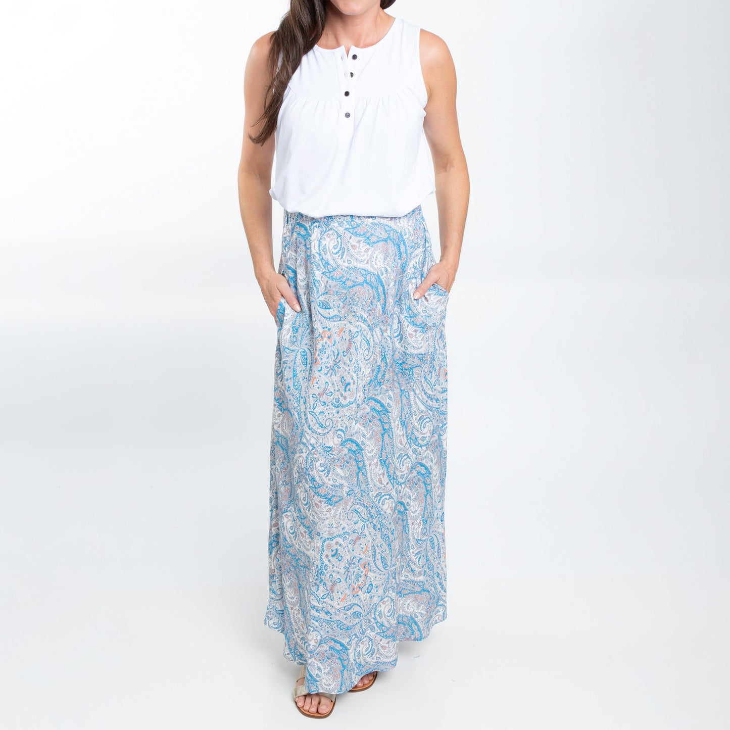 Halle Patterned Maxi Skirt with Pockets