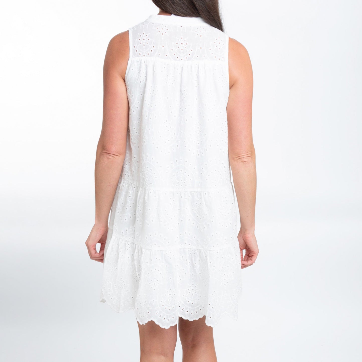 Calla Sleeveless Panel Eyelet Baby Doll  Dress