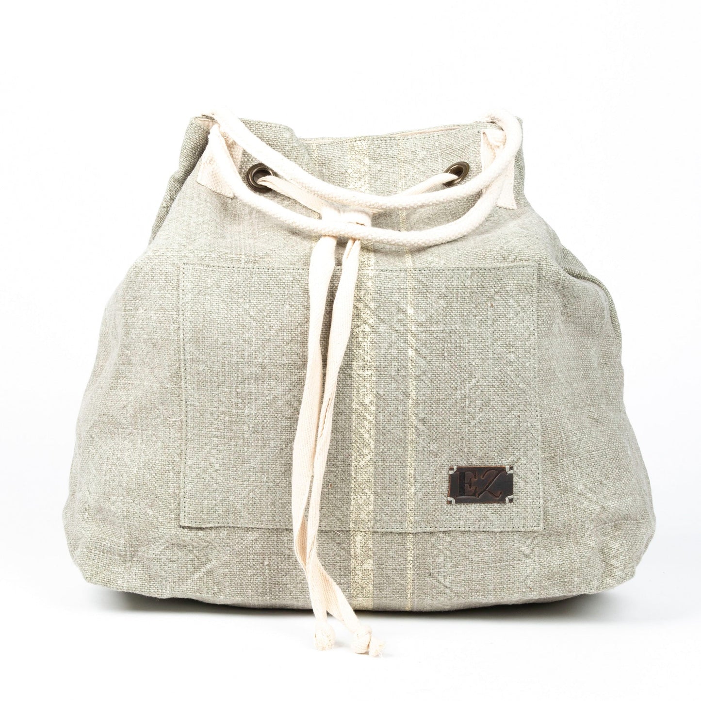 Cailey Jute Adjustable Drawstring Closure Backpack Purse