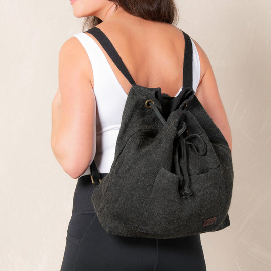 Cailey Jute Adjustable Drawstring Closure Backpack Purse
