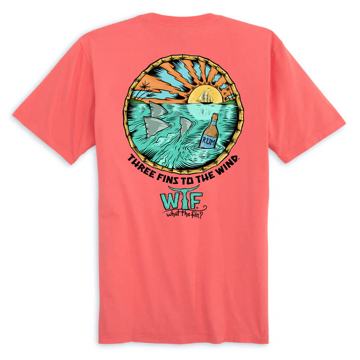 3 Fins to the Wind Coral S/S What The Fin Cotton Tee